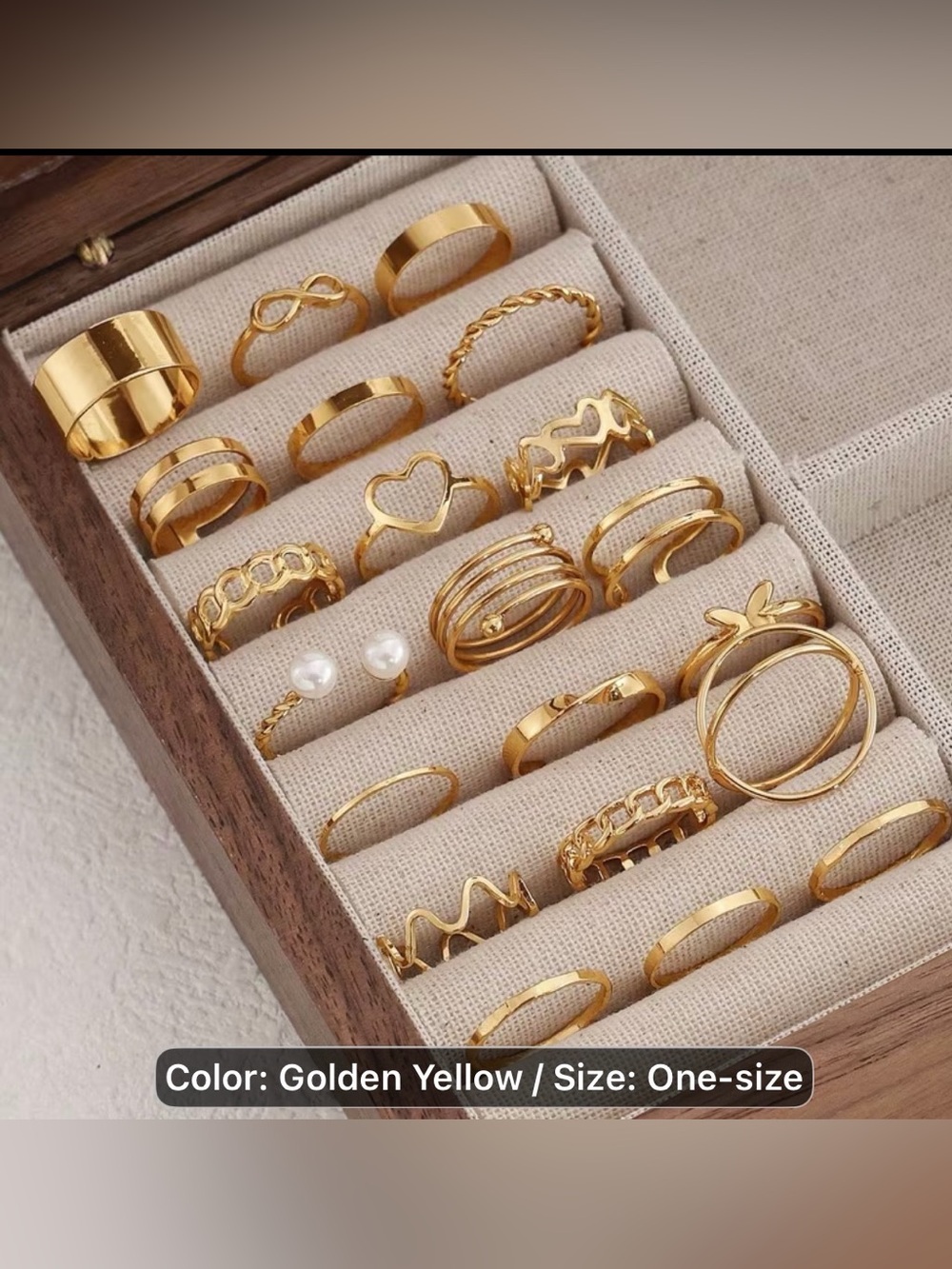 Gold-Tone Mixed Stackable Rings Set - Golden Yellow